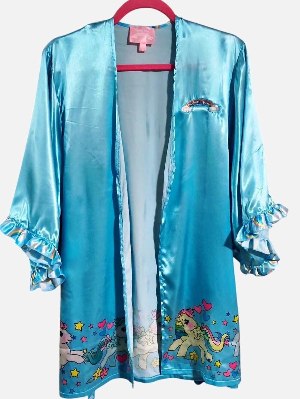 My Little Pony x Dolls Kill Pinkie Pie Sugar Rush mlp blue satin robe